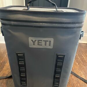 YETI gray backpack cooler w zipper top